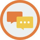 Speech bubbles indicating conversation.